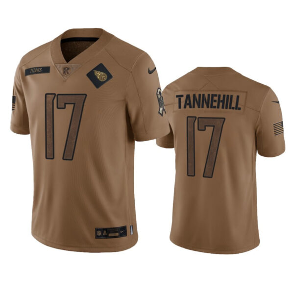 Men’s Tennessee Titans #17 Ryan Tannehill 2023 Brown Salute To Service Football Stitched Jersey