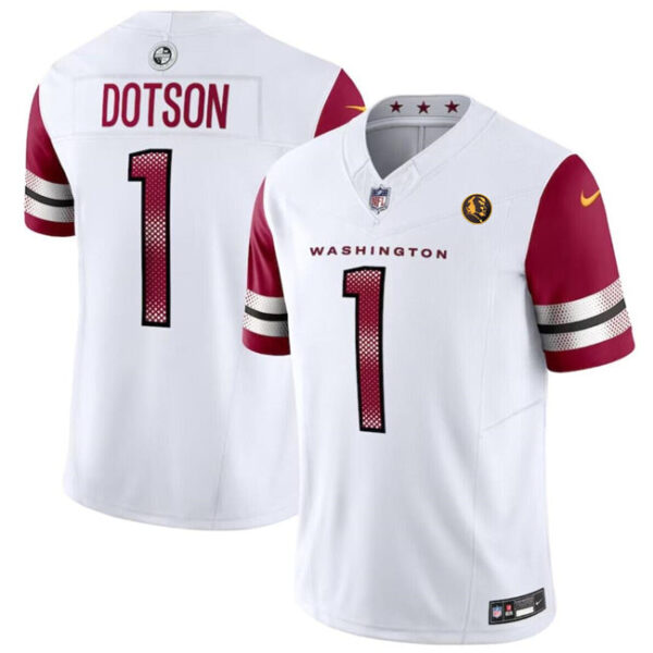 Washington Commanders #1 Jahan Dotson White 2023 FUSE With John Madden Jersey