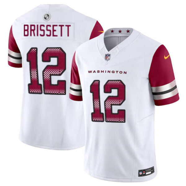 Washington Commanders #12 Jacoby Brissett White 2023 FUSE Vapor Limited Stitched Jersey