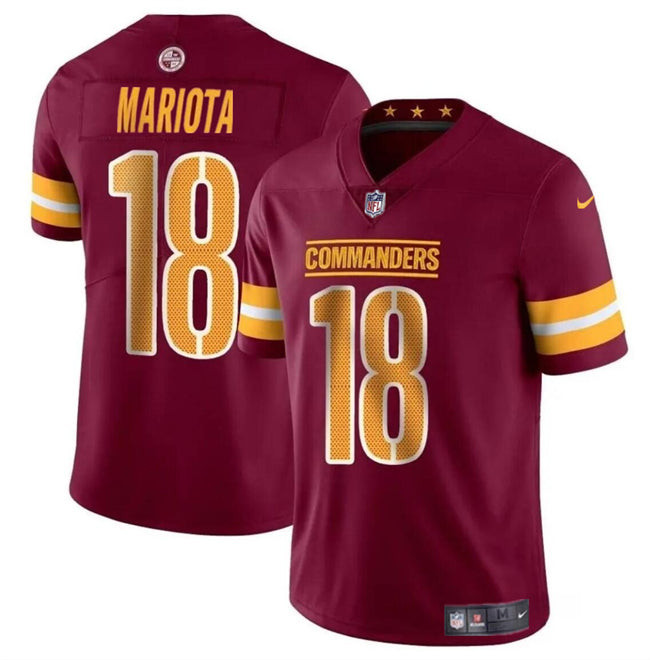 Jersey Washington Commanders #18 Marcus Mariota Burgundy 2024S