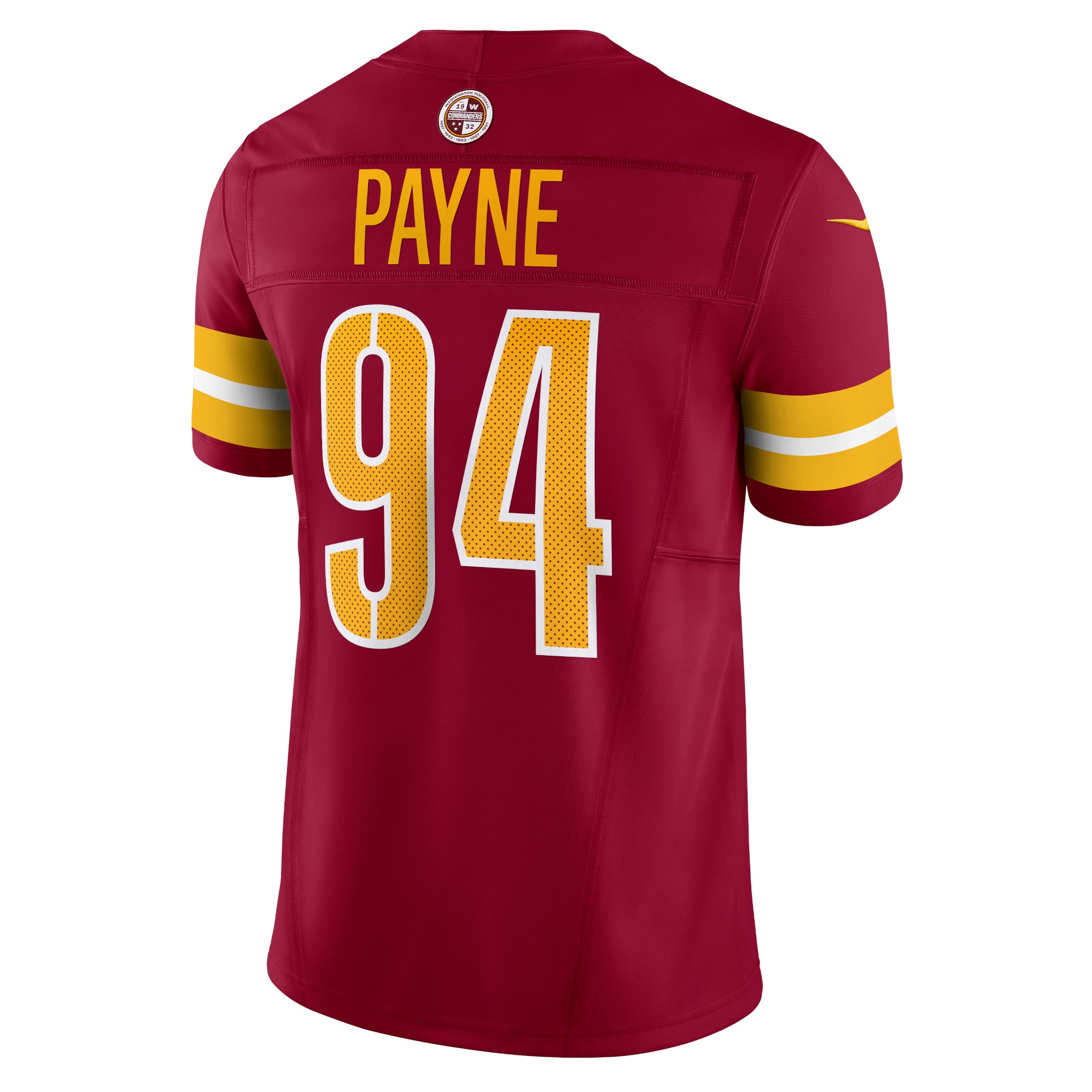Daron Payne Washington Commanders Nike Vapor FUSE Limited Jersey Burgundy - Image 3