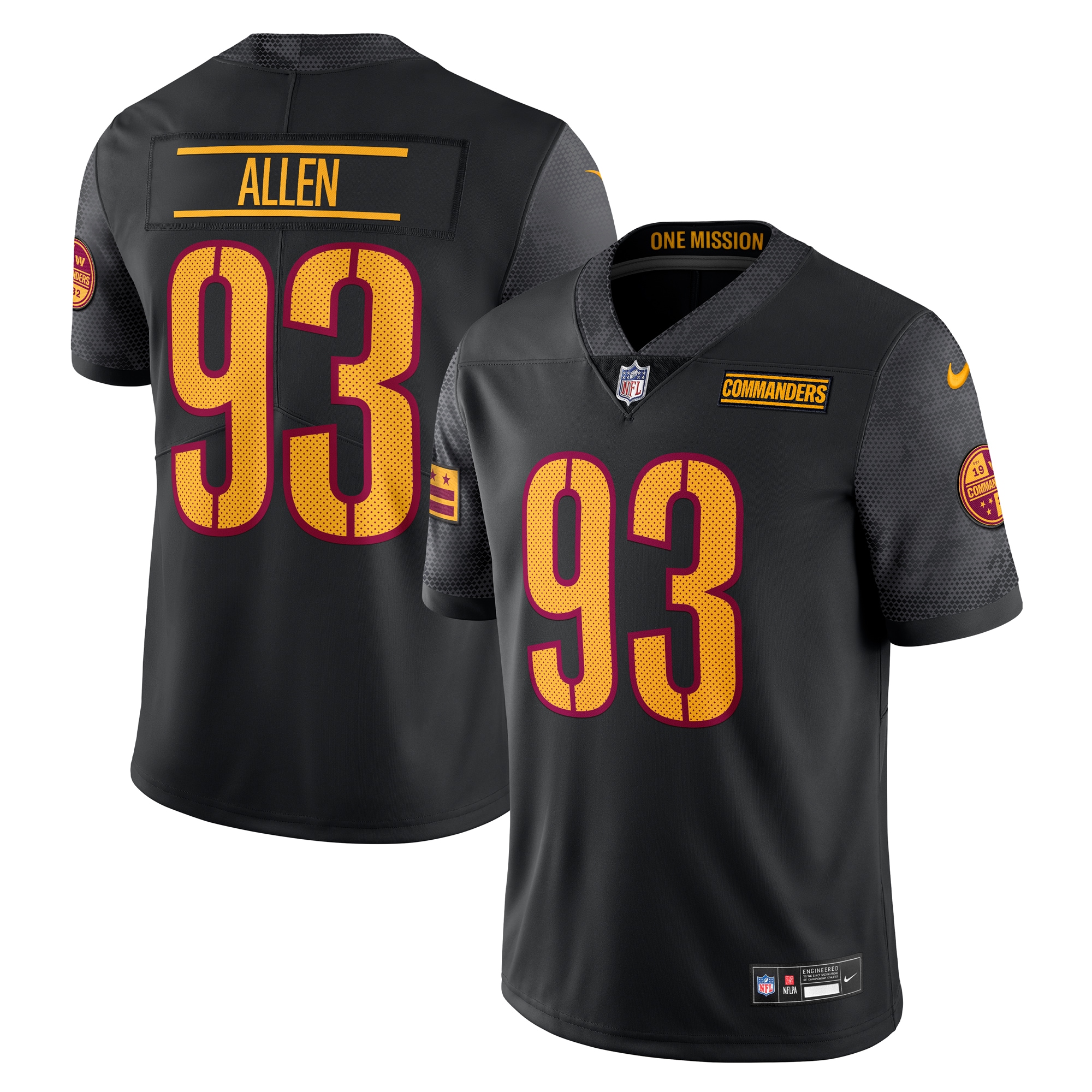 Jonathan Allen Washington Commanders Nike Alternate Vapor Untouchable Limited Jersey Black
