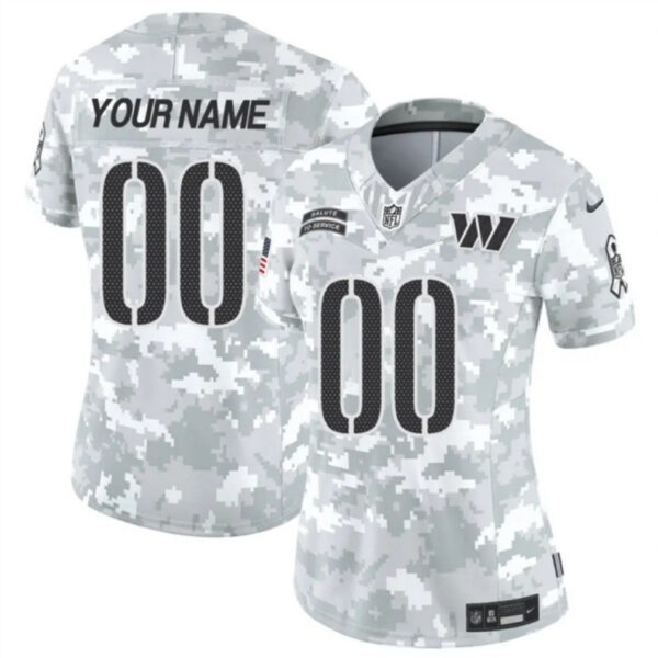 Women Washington Commanders Active Player Custom 2024 FUSE Arctic Camo Salute To Service Limited Football Stitched Jersey