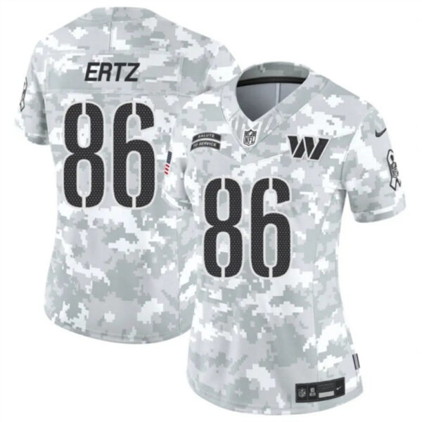 Women Washington Commanders #86 Zach Ertz 2024 FUSE Arctic Camo Salute To Service Limited Football Stitched Jersey