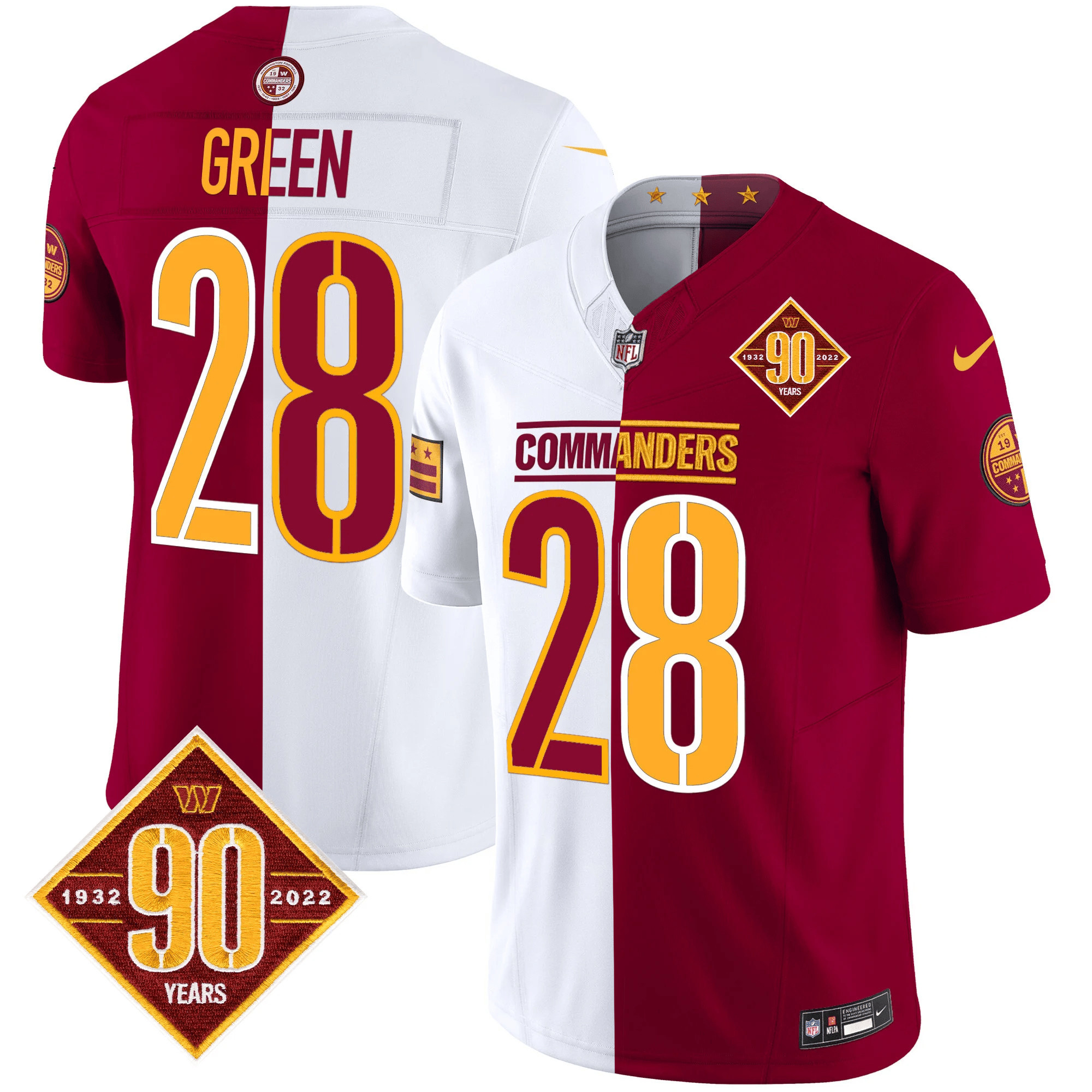 Men’s Washington Commanders 90th Anniversary Patch Vapor Limited Jersey – All Stitched – Half – Darrell Green