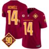 Men’s Washington Commanders 90th Anniversary Patch Vapor Jersey V3 – All Stitched – Burgundy – Sam Howell