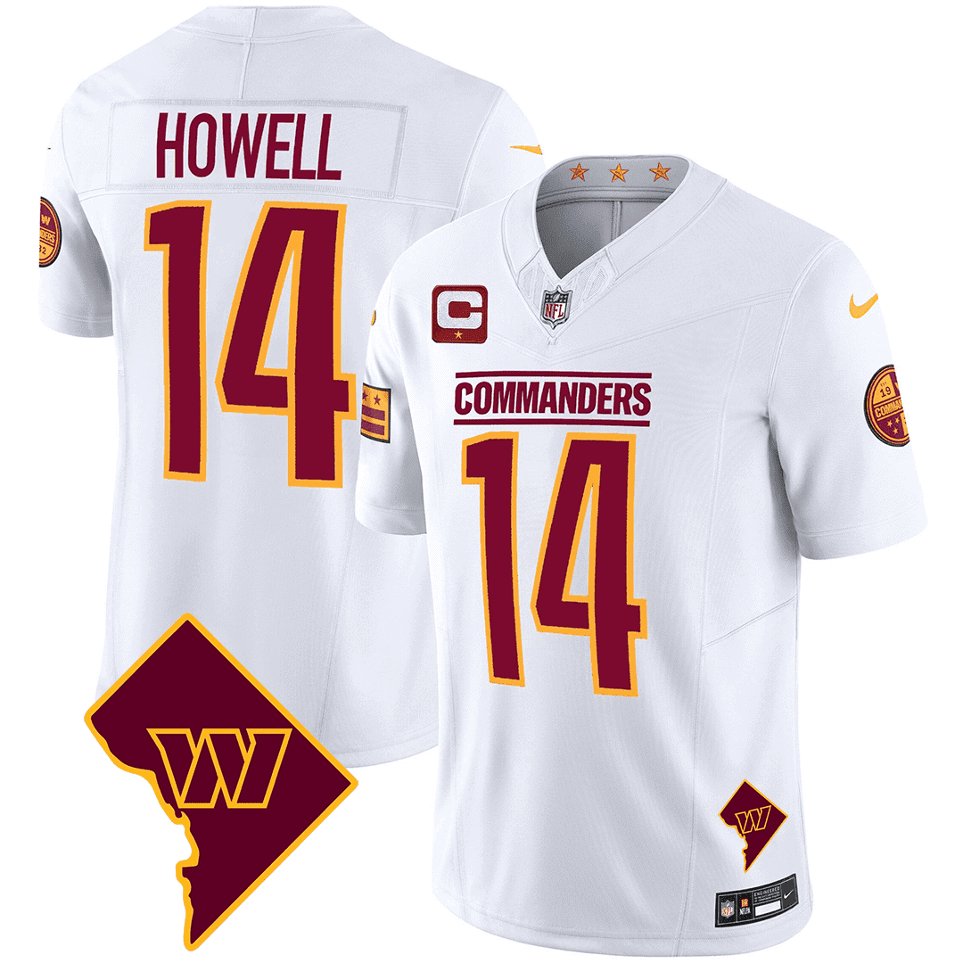 Men’s Washington Commanders Washington DC Map Patch Jersey – All Stitched – White – Sam Howell
