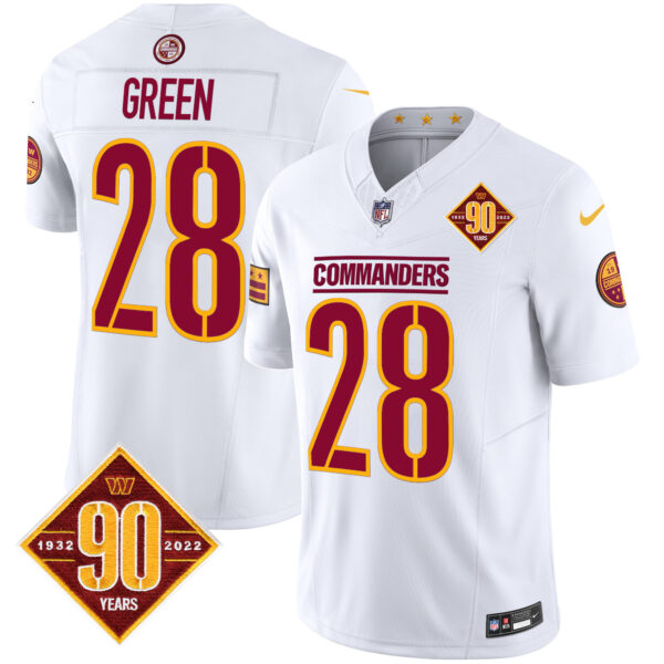 Men’s Washington Commanders 90th Anniversary Patch Vapor Limited Jersey – All Stitched – White – Darrell Green