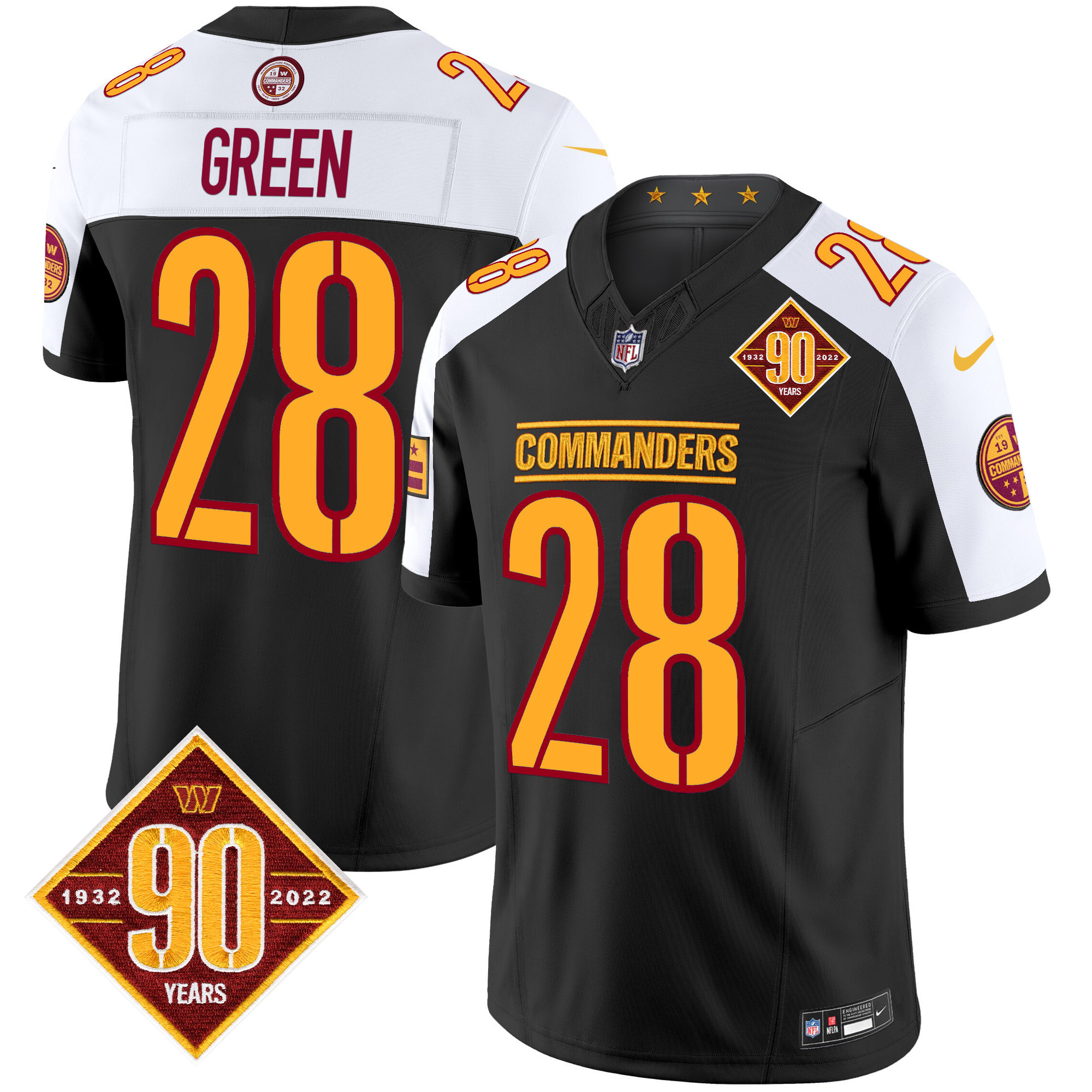 Men’s Washington Commanders 90th Anniversary Patch Vapor Limited Jersey – All Stitched – Black Alternate – Darrell Green