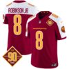 Men’s Washington Commanders 90th Anniversary Patch Vapor Jersey V3 – All Stitched – Burgundy Alternate – Robinson Jr.