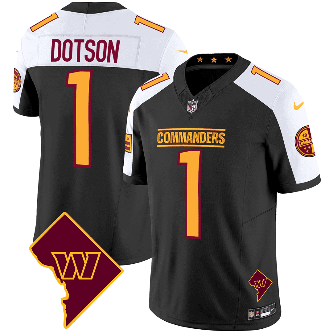 Men’s Washington Commanders Washington DC Map Patch Jersey – All Stitched – Black Alternate – Jahan Dotson