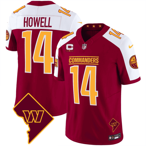 Men’s Washington Commanders Washington DC Map Patch Jersey – All Stitched – Burgundy Alternate – Sam Howell