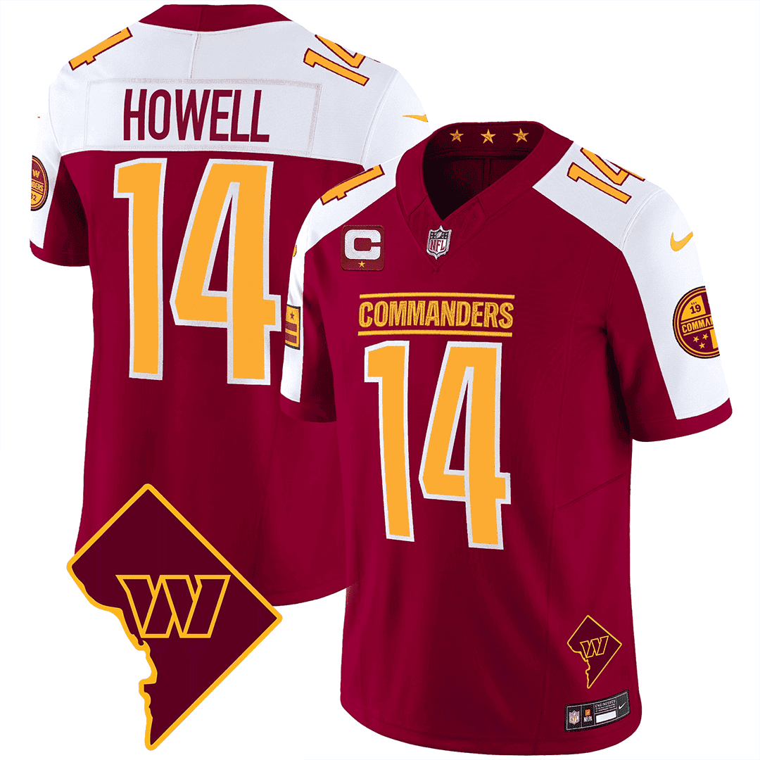 Men’s Washington Commanders Washington DC Map Patch Jersey – All Stitched – Burgundy Alternate – Sam Howell