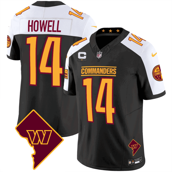 Men’s Washington Commanders Washington DC Map Patch Jersey – All Stitched – Black Alternate – Sam Howell