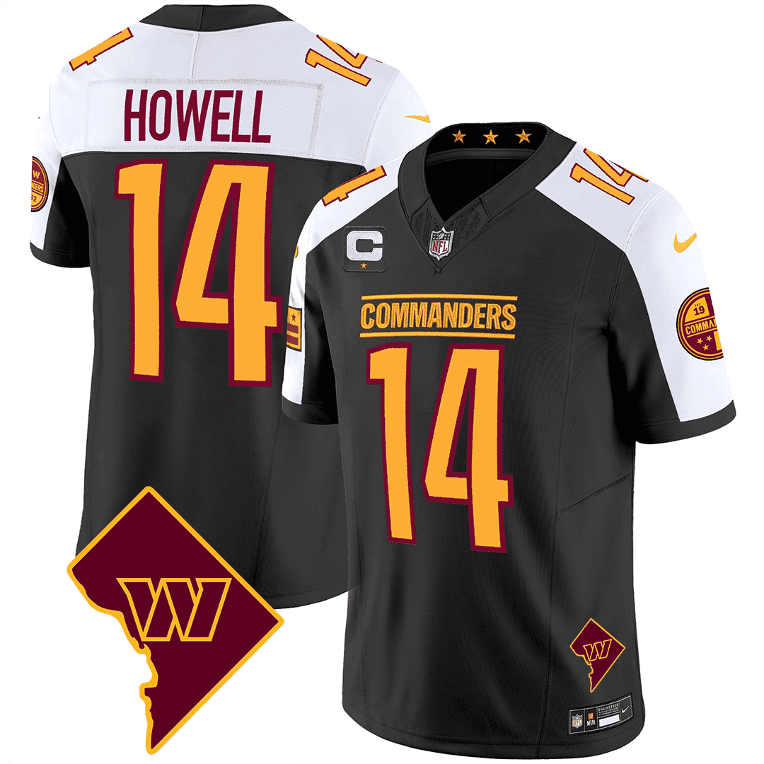 Men’s Washington Commanders Washington DC Map Patch Jersey – All Stitched – Black Alternate – Sam Howell