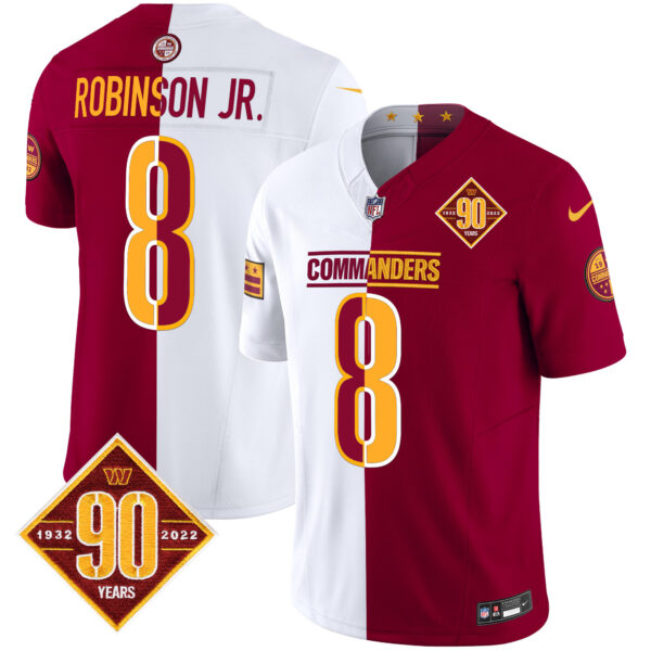 Men’s Washington Commanders 90th Anniversary Patch Vapor Limited Jersey – All Stitched – Half – Robinson Jr.