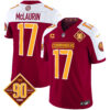 Men’s Washington Commanders 90th Anniversary Patch Vapor Limited Jersey – All Stitched – Burgundy Alternate – Terry McLaurin