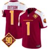 Men’s Washington Commanders 90th Anniversary Patch Vapor Jersey V3 – All Stitched – Burgundy Alternate – Jahan Dotson