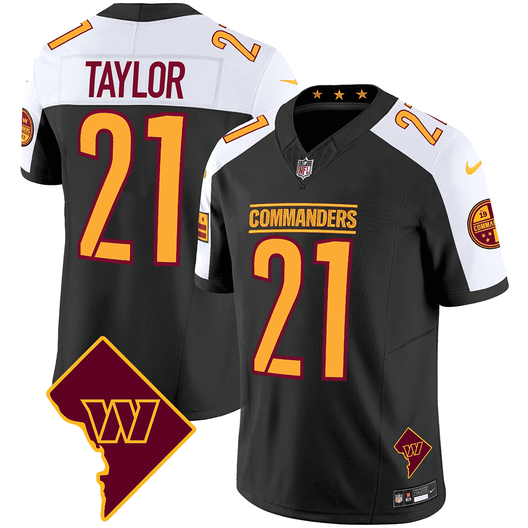 Men’s Washington Commanders Washington DC Map Patch Jersey – All Stitched – Black Alternate – Sean Taylor
