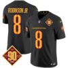 Men’s Washington Commanders 90th Anniversary Patch Vapor Jersey V3 – All Stitched – Black – Robinson Jr.