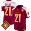 Men’s Washington Commanders 90th Anniversary Patch Vapor Jersey V3 – All Stitched – Burgundy Alternate – Sean Taylor
