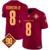 Men’s Washington Commanders 90th Anniversary Patch Vapor Jersey V3 – All Stitched – Burgundy – Robinson Jr.