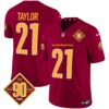 Men’s Washington Commanders 90th Anniversary Patch Vapor Jersey V3 – All Stitched – Burgundy – Sean Taylor