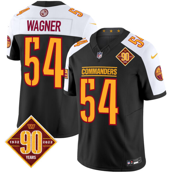 Men’s Washington Commanders 90th Anniversary Patch Vapor Limited Jersey – All Stitched – Black Alternate – Bobby Wagner