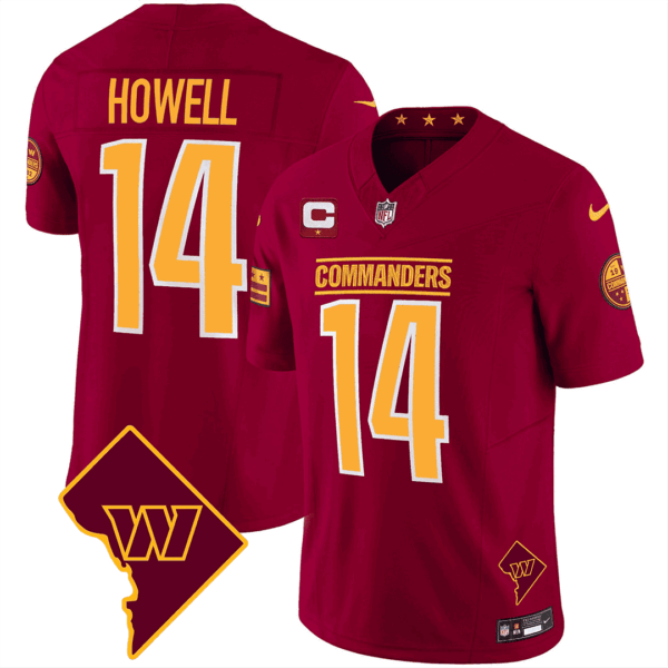 Men’s Washington Commanders Washington DC Map Patch Jersey – All Stitched – Burgundy – Sam Howell