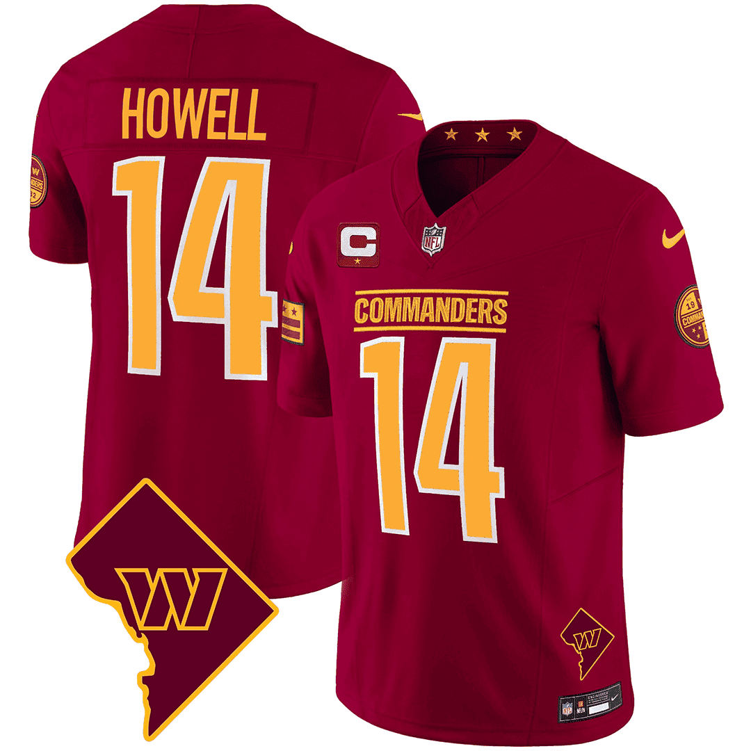 Men’s Washington Commanders Washington DC Map Patch Jersey – All Stitched – Burgundy – Sam Howell