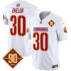 Men’s Washington Commanders 90th Anniversary Patch Vapor Limited Jersey – All Stitched – White – Austin Ekeler