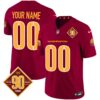 Washington Commanders 90th Anniversary Patch Vapor Custom Jersey V3 – All Stitched – Men – Burgundy