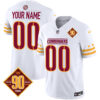Washington Commanders 90th Anniversary Patch Vapor Limited Custom Jersey – All Stitched – Men – White