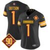 Women’s Washington Commanders 90th Anniversary Patch Vapor Jersey V2 – All Stitched – Black – Jahan Dotson
