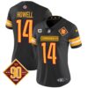 Women’s Washington Commanders 90th Anniversary Patch Vapor Jersey V2 – All Stitched – Black – Sam Howell