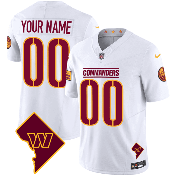 Washington Commanders Washington DC Map Patch Custom Jersey – All Stitched – Men – White