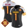Women’s Washington Commanders 90th Anniversary Patch Vapor Jersey V2 – All Stitched – Black Alternate – Jahan Dotson