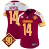 Women’s Washington Commanders 90th Anniversary Patch Vapor Jersey V2 – All Stitched – Burgundy Alternate – Sam Howell
