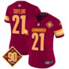 Women’s Washington Commanders 90th Anniversary Patch Vapor Jersey V2 – All Stitched – Burgundy – Sean Taylor