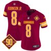 Women’s Washington Commanders 90th Anniversary Patch Vapor Jersey V2 – All Stitched – Burgundy – Robinson Jr.