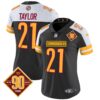 Women’s Washington Commanders 90th Anniversary Patch Vapor Jersey V2 – All Stitched – Black Alternate – Sean Taylor