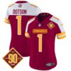 Women’s Washington Commanders 90th Anniversary Patch Vapor Jersey V2 – All Stitched – Burgundy Alternate – Jahan Dotson