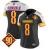Women’s Washington Commanders 90th Anniversary Patch Vapor Jersey V2 – All Stitched – Black Alternate – Robinson Jr.