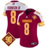 Women’s Washington Commanders 90th Anniversary Patch Vapor Jersey V2 – All Stitched – Burgundy Alternate – Robinson Jr.