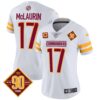 Women’s Washington Commanders 90th Anniversary Patch Vapor Jersey V2 – All Stitched – White – Terry McLaurin