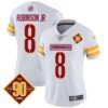 Women’s Washington Commanders 90th Anniversary Patch Vapor Jersey V2 – All Stitched – White – Robinson Jr.