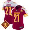Women’s Washington Commanders 90th Anniversary Patch Vapor Jersey V2 – All Stitched – Burgundy Alternate – Sean Taylor