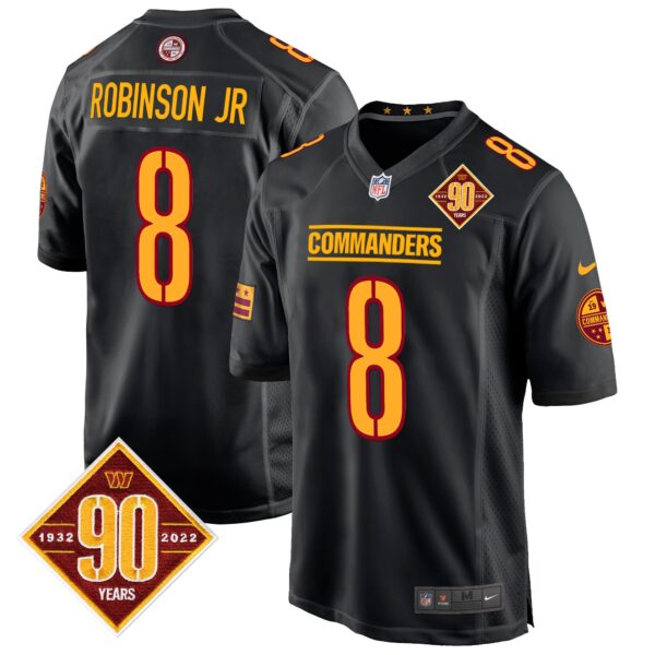 Washington Commanders 90th Anniversary Patch Game Jersey – All Stitched – Black – Robinson Jr. Jersey