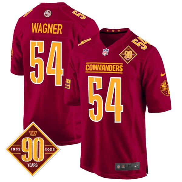 Washington Commanders 90th Anniversary Patch Game Jersey – All Stitched – Burgundy – Bobby Wagner Jersey