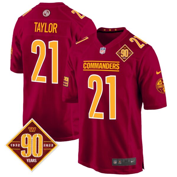 Washington Commanders 90th Anniversary Patch Game Jersey – All Stitched – Burgundy – Sean Taylor Jersey
